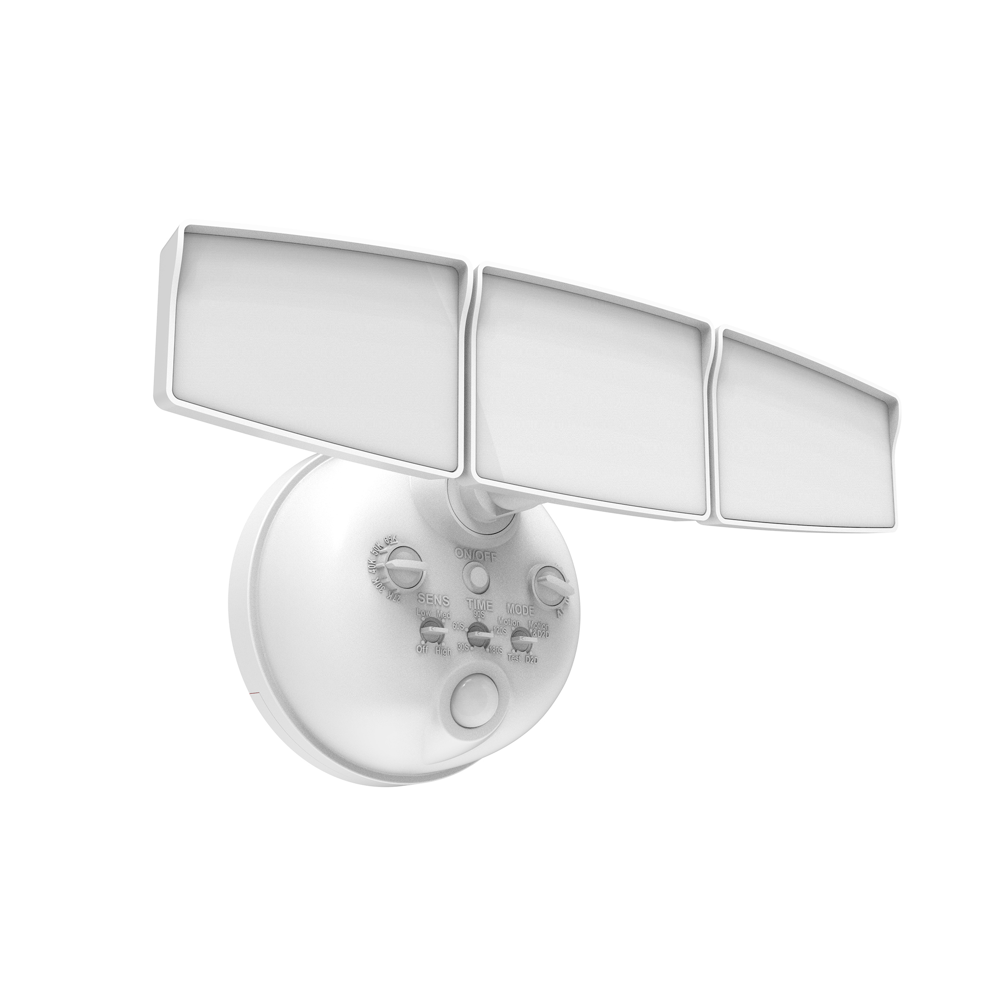 HALO:Next Gen Battery-Powered LED Security Floodlight, 3 Head w/ Motion Sensing, Dusk to Dawn, Adjustable Brightness-White